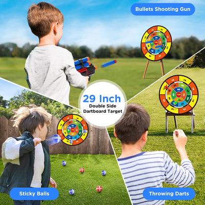 VATOS 2X Bow Arrow + Guns Toy For Kids Night-Light Archery Stand Target Board Indoor Outdoor Game Toys Boys Girls Christmas Gift - Smarsty