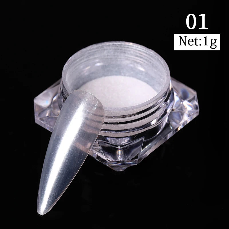 Aurora Pearl White Nail Glitter Powder for Stunning Designs - Smarsty