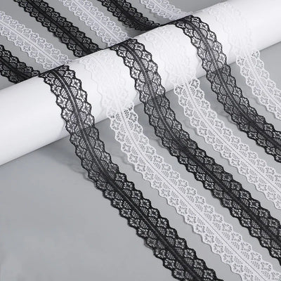 Lace Braided Shoelaces  2.9CM Width Fancy Flat Shoelace Black White Silk Shoe Laces for Ballet Sneakers German Training Shoes - Smarsty