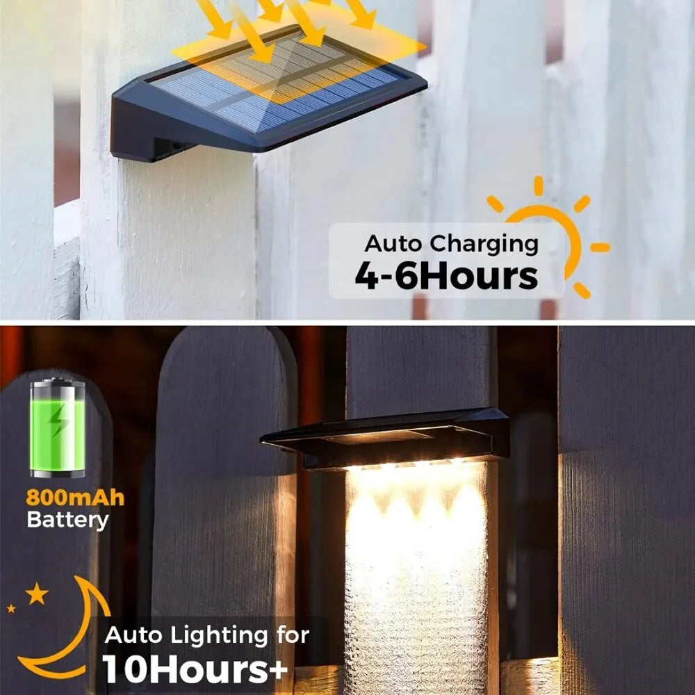 2 Pack Solar Wall Lights Waterproof LED Outdoor Lighting - Smarsty