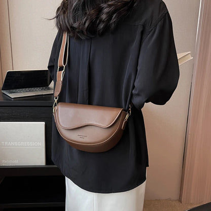 Women Vintage Saddle Bag With Wide Strap Crossbody - Smarsty