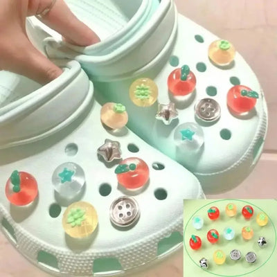 14pcs Shoes Charms Removable Cute Transparent Tomatoes Shoe Accessories For Girls Summer Shoes DIY Hole - Smarsty