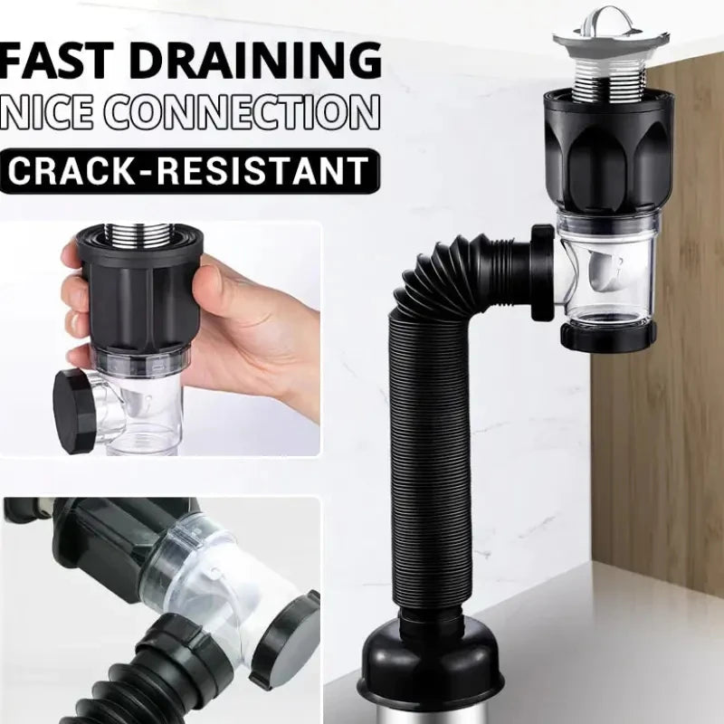 Flip Top Anti-Odor Drain Pipe Set for Kitchen and Bathroom - Smarsty