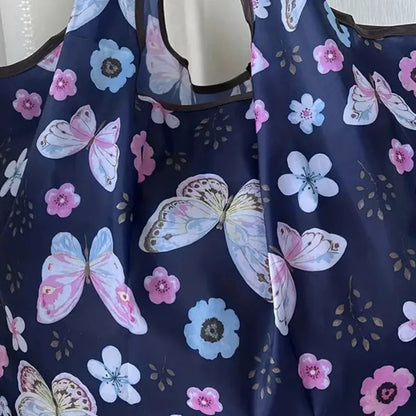 Eco Friendly Folding Shopping Bag Butterfly Flower Tote - Smarsty