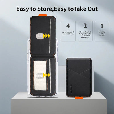 Luxury Leather Cellphone Magsafe Magnetic Card Holder For IPhone 14 13 15 16 17 Pro Max 16Plus RFID Anti-Skimming Bank ID Card - Smarsty