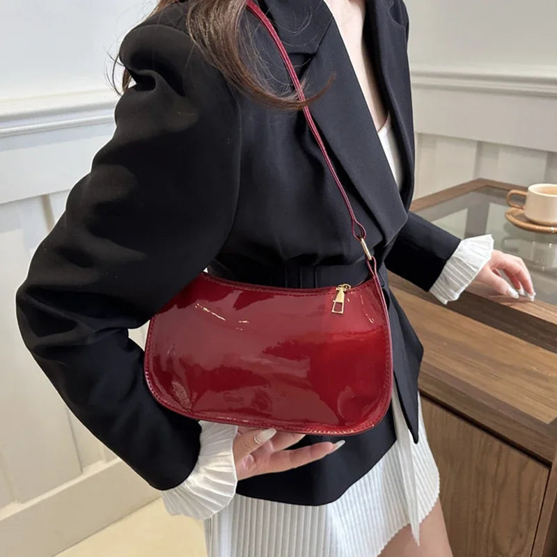 Vintage Patent Leather Shoulder Bag For Women Designer - Smarsty