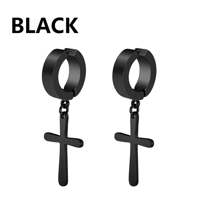 Stainless Steel Cross Dangle Earrings for Men and Women - Smarsty