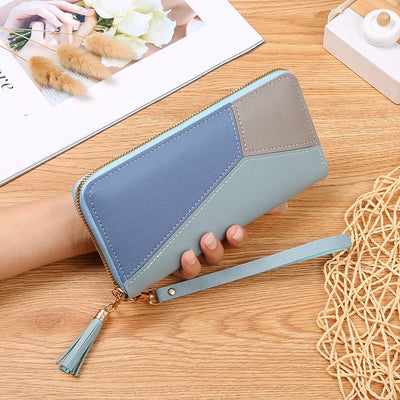 Fashion Women's Wallet Zipper Coin Purse Lady Short Clutch Purse Handbag Patchwork Leather Female Card Holder Wallet Phone Pouch - Smarsty
