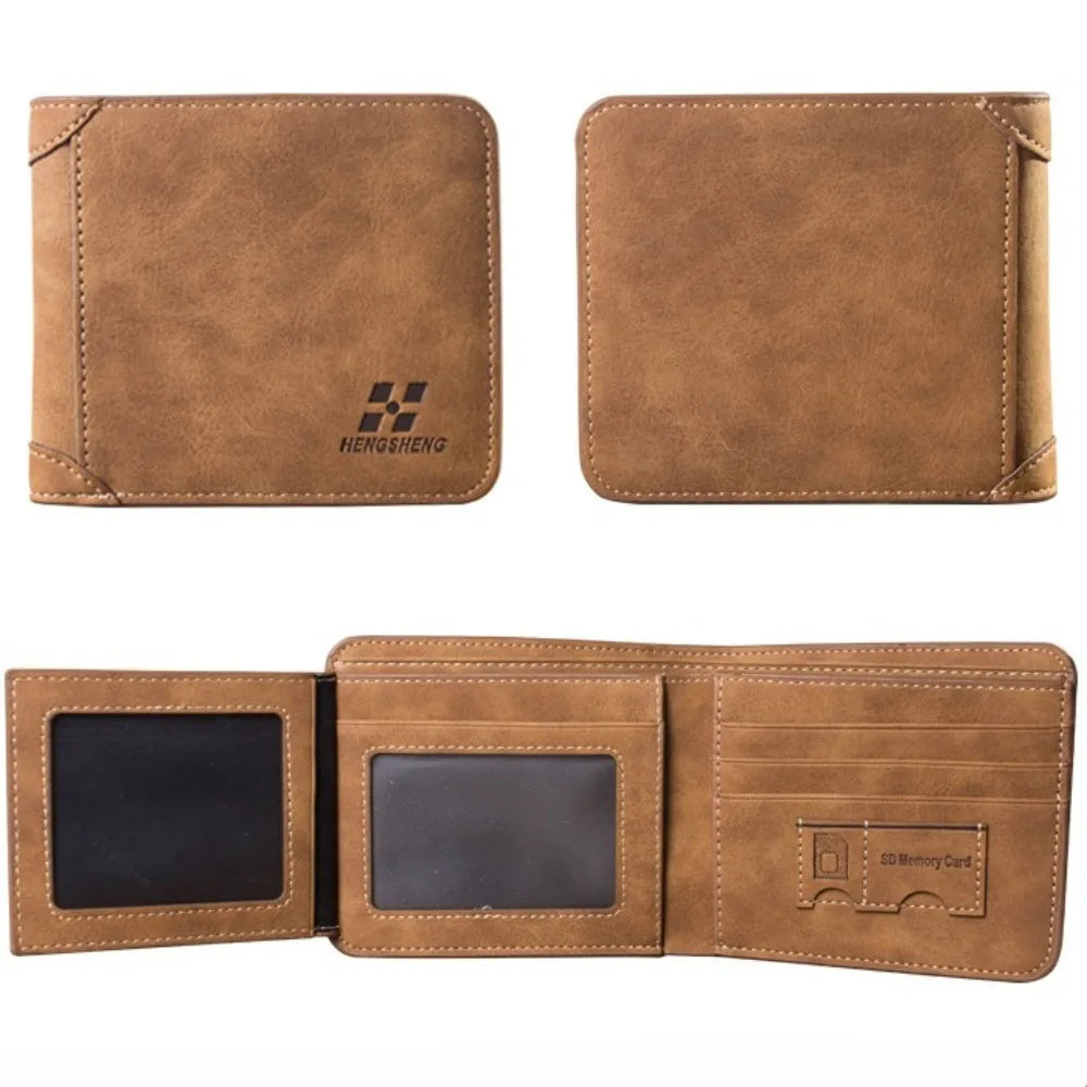 Men's Wallet Leather Billfold Slim Hipster Cowhide Credit Card/ID Holders Inserts Coin Purses Luxury Business Foldable Wallet - Smarsty