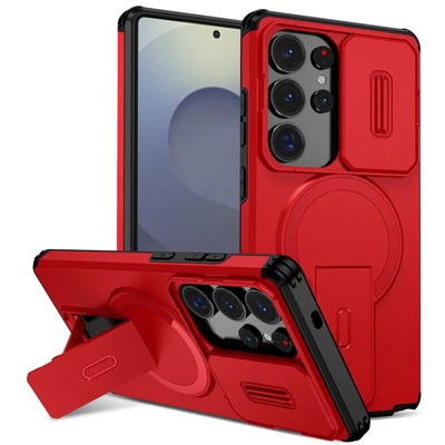 Lens Protect Camera Phone Case for Samsung S25 FE S24 S23 Ultra S22 Plus A17 A36 A56 A16 A15 A35 A55 Magnetic Kickstand Cover