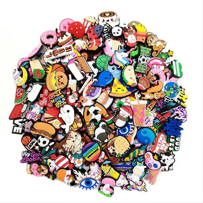 6/30/60/100/200 Pcs Cartoon Shoe Charms for Clogs Bubble Slides Sandals PVC Shoe Decorations Accessories For Teens - Smarsty