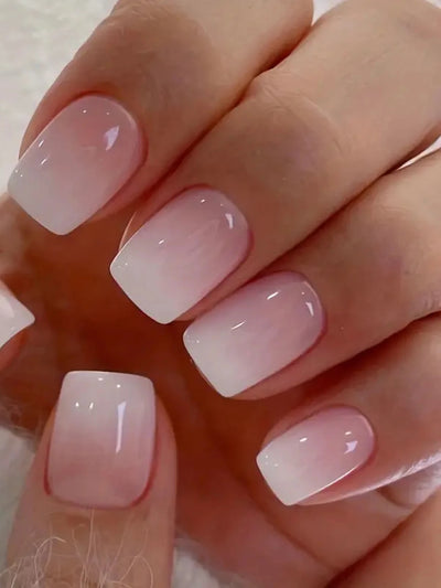 Glossy Pink Press On Nails 24pcs Full Cover Elegant Style - Smarsty