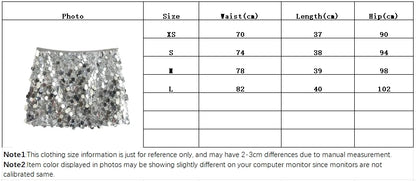 Silver Sequin Skirt Woman High Waist Mini Skirt Woman Fashion Shiny Glitter Elegant Short Skirts For Women Y2k Skirts - Smarsty