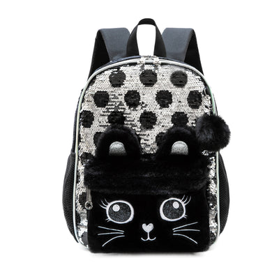 Girls Sequined Kindergarten Backpack With Zipper Closure - Smarsty