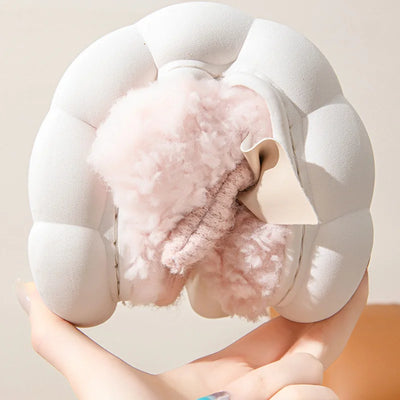 Winter Warm Fur Slippers for Women Cute bow House Non Slip Soft Shoes Comfort Flat Heel Home Indoor Bedroom Plush Slippers - Smarsty