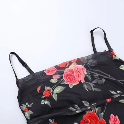 Flowers Print Spaghetti Strap Dresses Women Temperament Package Hip Bodycon Long Dress Fashion Sexy Backless Lady Slim Vestidos