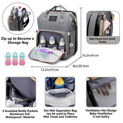Mommy Bag Lightweight Portable Folding Crib Bed Large-capacity Travel Maternity Bags Baby Backpack Female Mommy Outting Bag by Smarsty