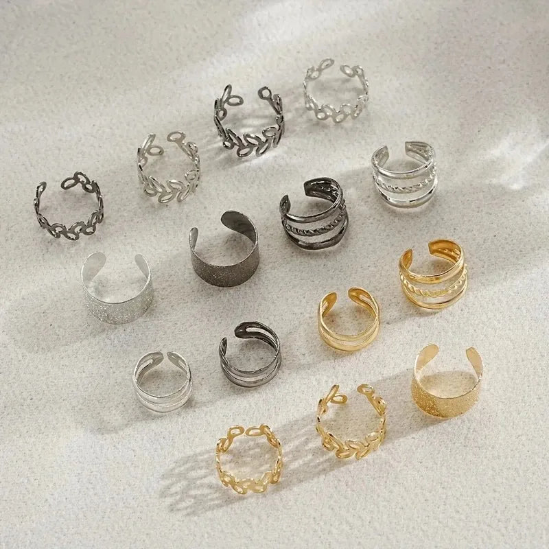Hollow Leaf Design Clip On Earrings Set for Trendy Women - Smarsty