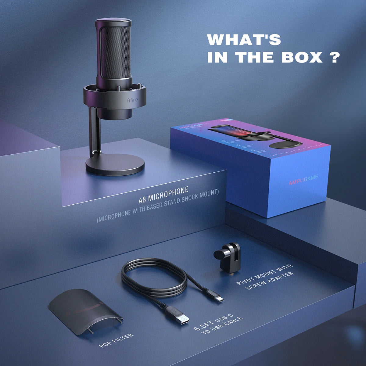 FIFINE USB Microphone with RGB Modes for Streaming - Smarsty