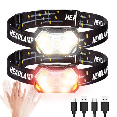 9 Led Strong Light Headlamp USB Rechageable Motion Sensor Headlight Portable Fishing Camping Outdoor Head Lamp Work Flashlight by Smarsty