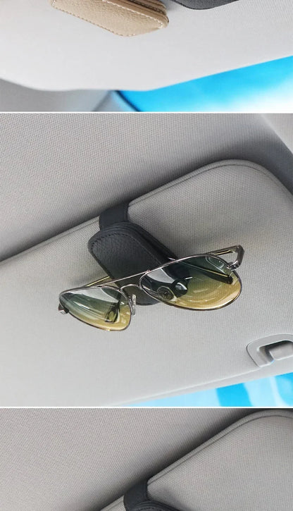 Magnetic Leather Sunglasses Holder For Car Sunshade Clips - Smarsty