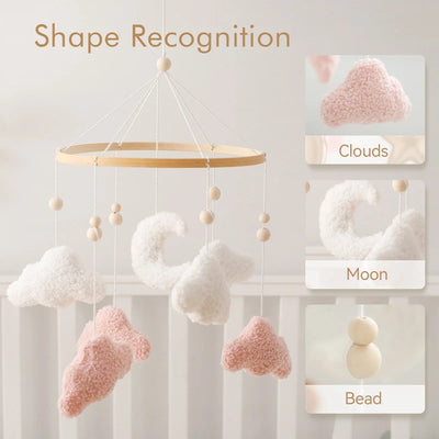 Wooden Crib Mobile Baby Bed Bell Rattle Toy Soft Felt Cartoon Bear Mobile Hanging Newborn Music Box Bed Bell Hanging Bracket Toy by Smarsty