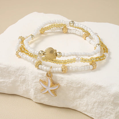 Handmade Starfish Shell Beaded Bracelet for Summer - Smarsty