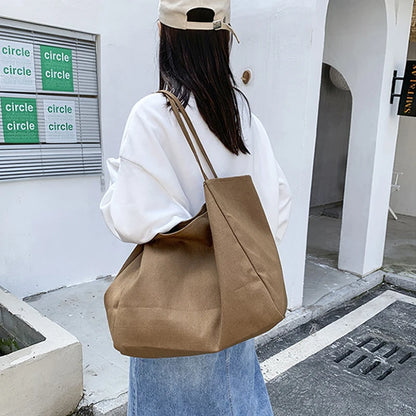 Large Capacity Canvas Shopper Tote Reusable For Women - Smarsty