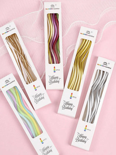 6/12/48pcs/1case Birthday Candles Spiral Cake Candles  Long Thin Cake Candles For Wedding Party And Cake Decoration - Smarsty