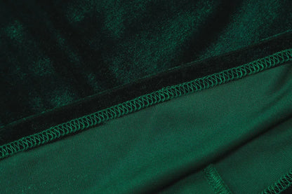 Dulzura 2024 Spring Summer Velvet Long Sleeve Midi Dress For Women Ruched Long Dress Elegant Party Clothes Evening Green Outfits - Smarsty