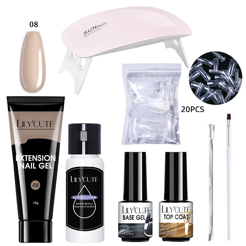 LILYCUTE Nail Gel Set with 6W LED Lamp for Quick Manicure - Smarsty