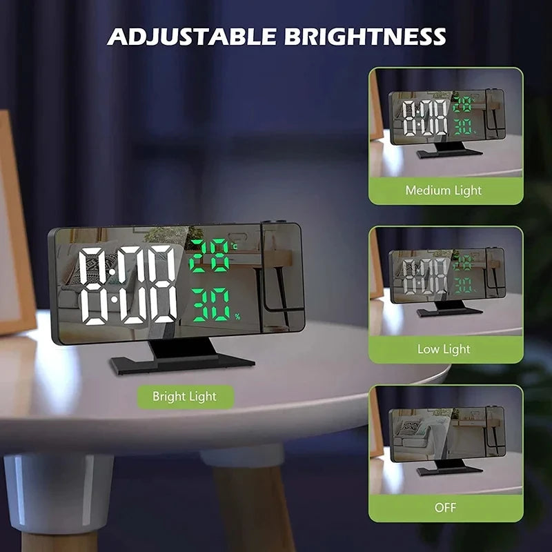 LED Digital Alarm Clock with Projection and Snooze Feature - Smarsty