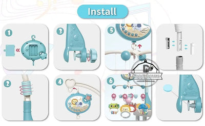 Musical Baby Crib Mobile with Lights Music Projection for Infants Remote Control Crib Toys for Newborn Baby Mobile for Crib Toys - Smarsty