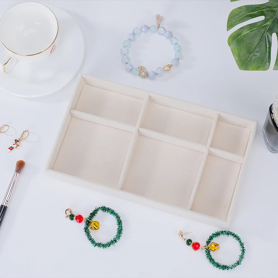 Beige Flocking Jewelry Box with Exquisite Design - Smarsty
