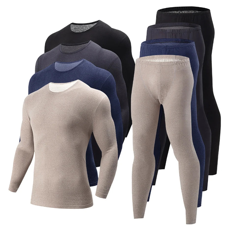 2/4 Pcs Men's Solid Color Simple Autumn And Winter Thermal Underwear Comfortable And Casual Bottoming Underwear Teenagers Pajama - Smarsty