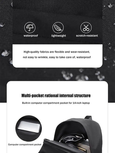 One 15 Inch Polyester Waterproof Solid Color Simple Men's Backpack Fashion Couple Student Computer Backpack - Smarsty