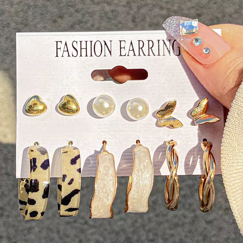 Vintage Geometric Hoop Earrings Set for Women - Smarsty