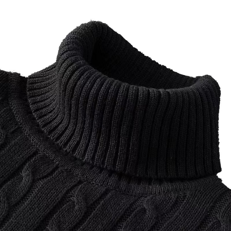 New Turtleneck Sweater Casual Men's Rollneck Knitted Sweater Keep Warm Men Jumper Woolen Sweater - Smarsty