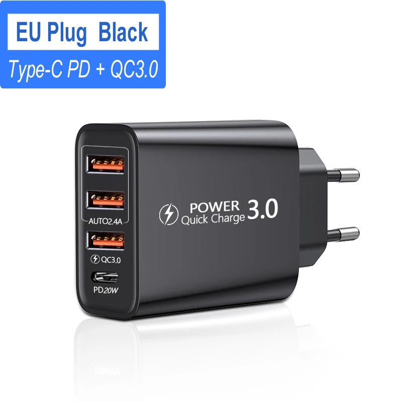 48W USB C WallMountedCharger PD Fast Charge 3.0 Universal - Smarsty