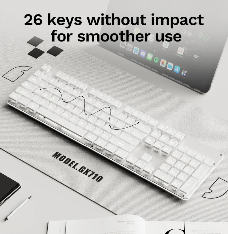 Silent All Metal 104 Key Keyboard For Office And Gaming