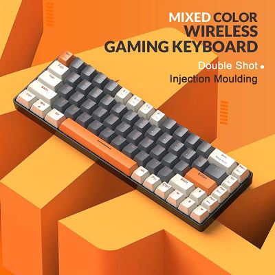 RK68 60% Wireless Mechanical Keyboard, Bluetooth 5.0/2.4GHz with Dual Mode 2-in-1 Receiver, 68-Key Hot-Swappable Gaming Keyboard - Smarsty