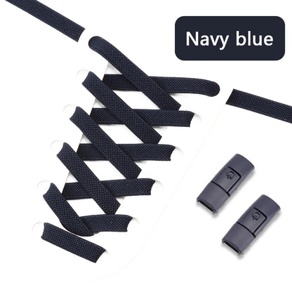No Tie Shoe laces Press Lock Shoelaces without ties Elastic Laces Sneaker Kids Adult 8MM Widened Flat Shoelace for Shoes - Smarsty