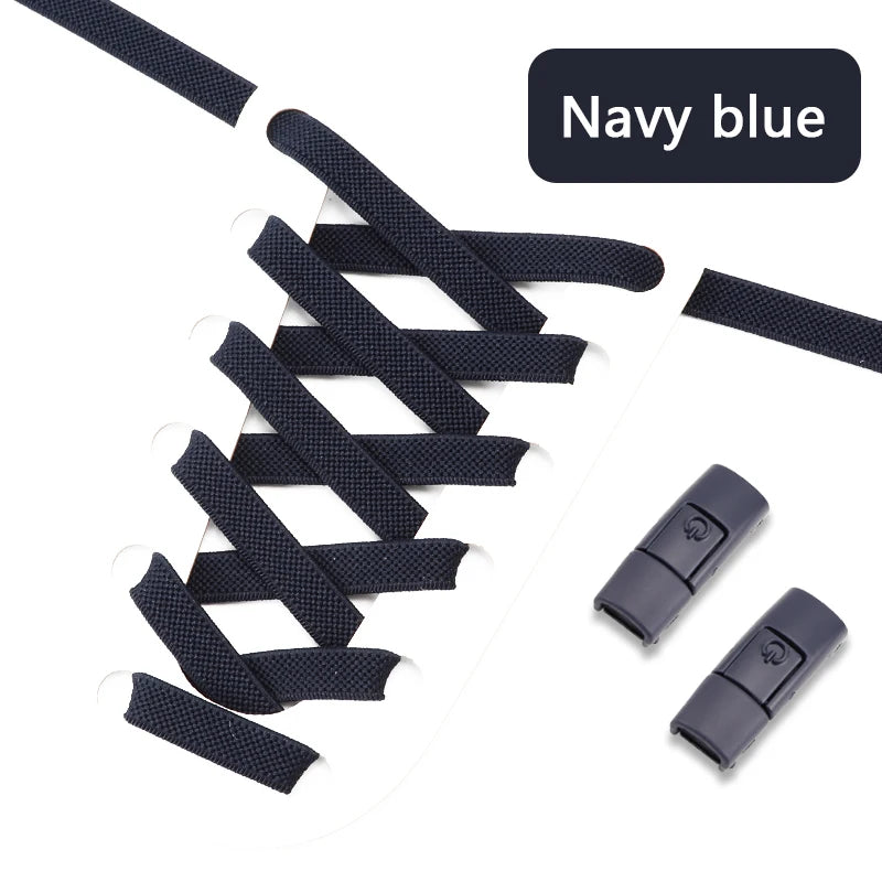 No Tie Shoe laces Press Lock Shoelaces without ties Elastic Laces Sneaker Kids Adult 8MM Widened Flat Shoelace for Shoes - Smarsty