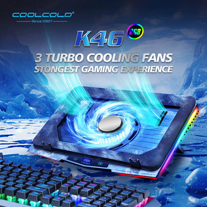 Laptop Cooling Pad RGB USB Cooler Adjustable Stand