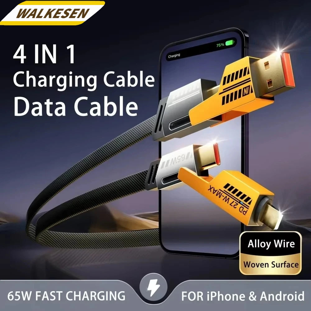 65W 4 in 1 Fast Charging USB Data Cable - Smarsty