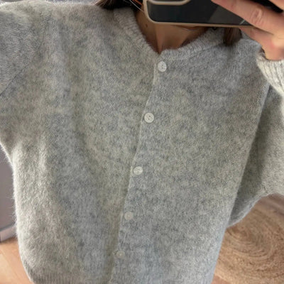 Hirsionsan Elegant Long Sleeve Sweater Women 2024 New Single-Breasted Female Casual Cardigan Soft Cashmere Knitted Outwear - Smarsty