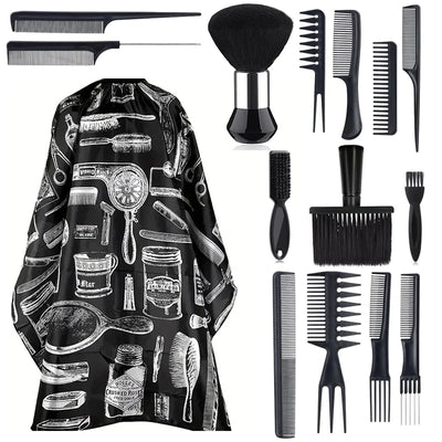 11 Piece Salon Barber Cloak Set with Adjustable Neck Buckle - Smarsty
