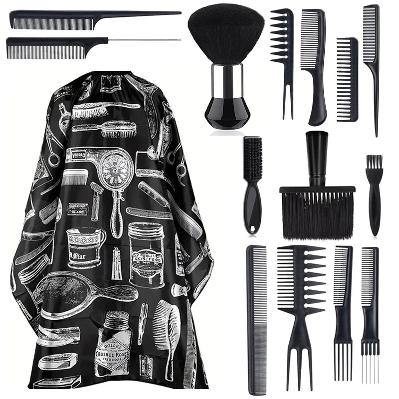 11 Piece Salon Barber Cloak Set with Adjustable Neck Buckle - Smarsty