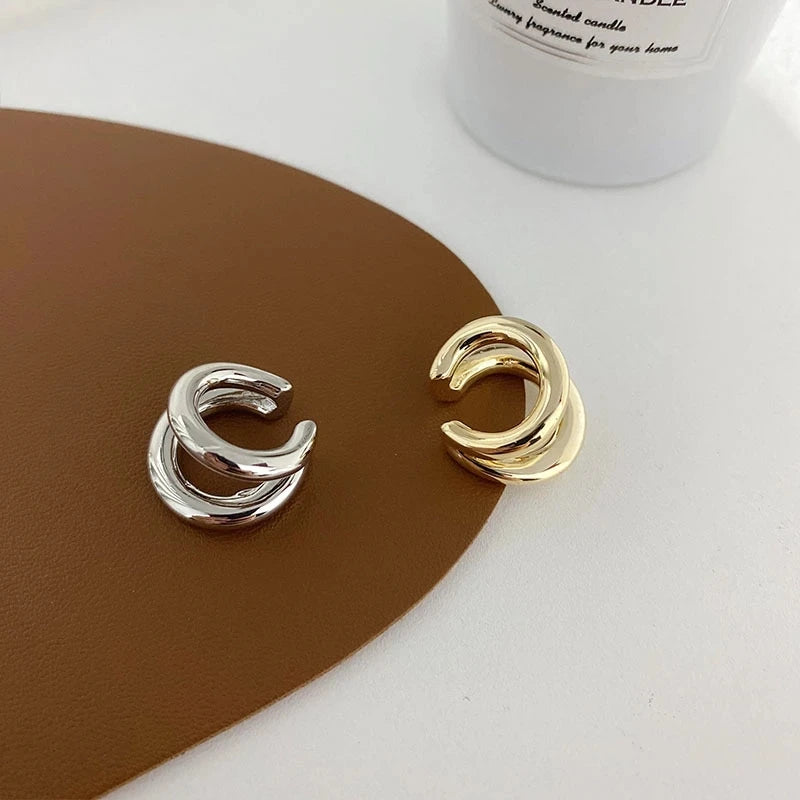 Double Circle Ear Cuff No Piercing Vintage Hip Hop Style - Smarsty