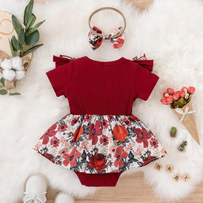 Summer Baby Girl Dress With Bowknot Striped Jumpsuit Cotton Dress For Newborn Floral Clothes Baby Crawling Clothes by Smarsty